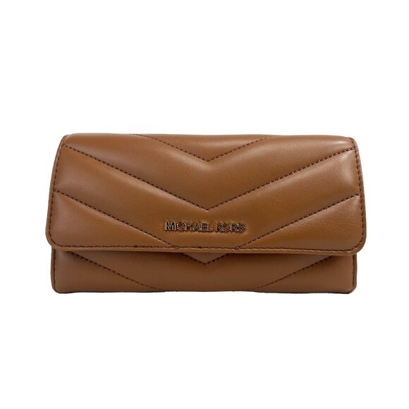 NEW Michael Kors Jet Set Travel Large Quilted Leather Trifold Wallet Luggage NWT - Picture 1 of 6